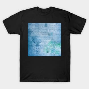 Blue & Teal Butterfly Old Love Letters Graphic Art Design Home Decor & Gifts T-Shirt